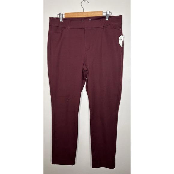 Old Navy Pants - Old Navy High Rise Pixie Women's Wine Burgundy Career Pants Size 14 New NWT